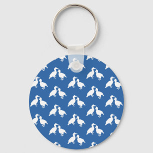 Llavero Blue and White Pattern of Birds.