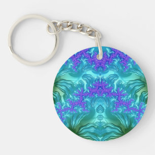 Llavero Blue Aqua Purple Green Fractal ~ Keychain