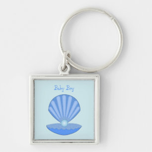 Llavero Blue Baby Boy Oyster shell y Pearl Personalizado