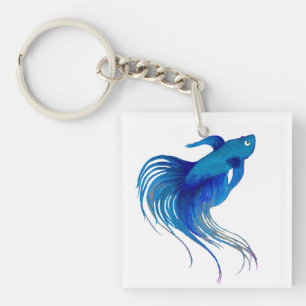 Llavero Blue Betta Fish Watercolor
