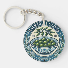Llavero Blue Bowl Greek Olive Picture Design