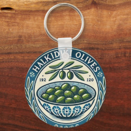 Llavero Blue Bowl Greek Olive Picture Design