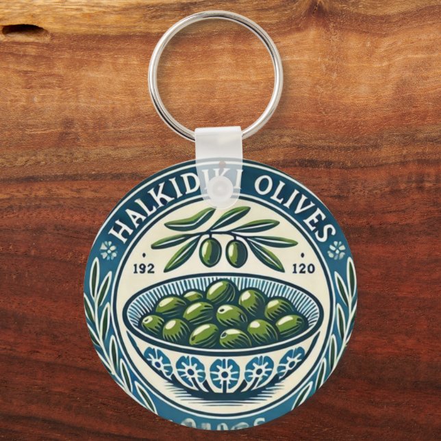 Llavero Blue Bowl Greek Olive Picture Design (Anverso)