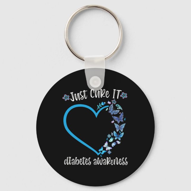 Llavero Blue Butterfly Cure It November Diabetes awar (Anverso)