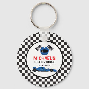 Llavero Blue Car Racing Birthday