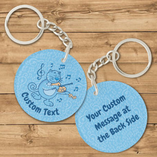 Llavero Blue Cat with Violin Keychain