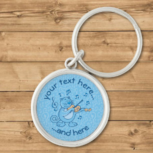 Llavero Blue Cat with Violin Keychain