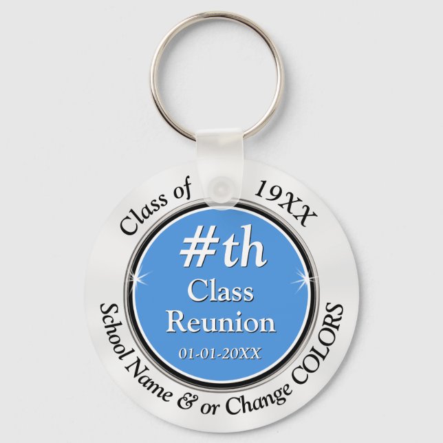 Llavero Blue claro, White Personalized 40th Class Reunion (Anverso)