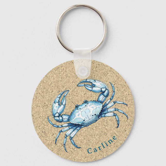 Llavero Blue Crab on Sandy Background (Anverso)