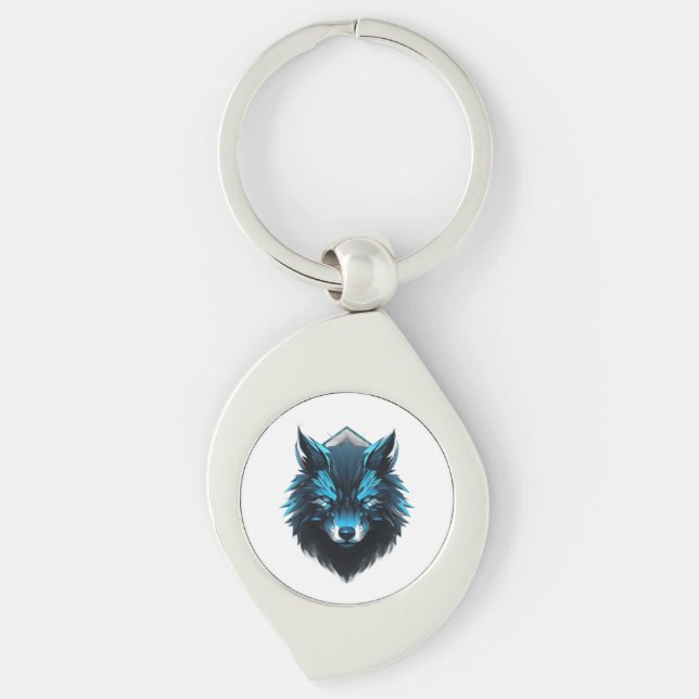 Llavero Blue Cyber Wolf Graphic (Anverso)