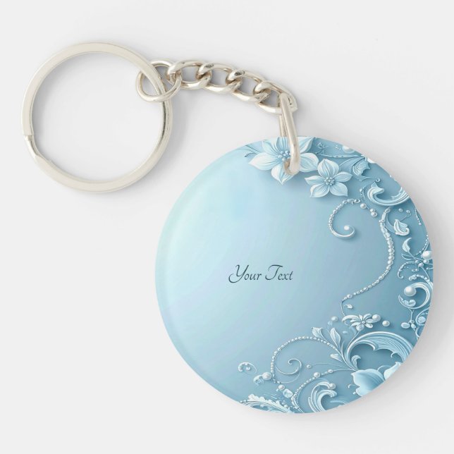 Llavero Blue Decorative Floral Keychain (Frente)