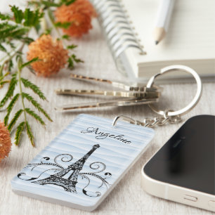 Llavero Blue Eiffel Tower Flourish Keychain