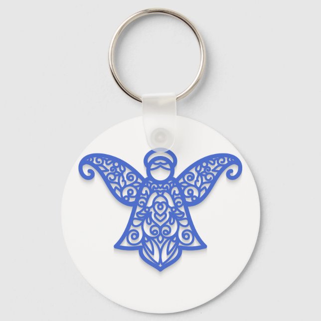 Llavero Blue Filigree Angel Silhouette Ornate Lace (Anverso)