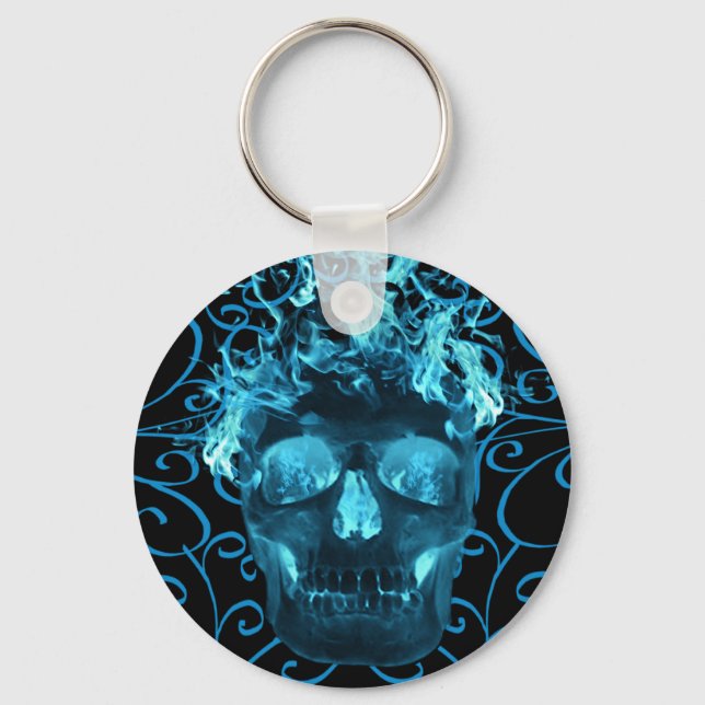 Llavero Blue Flaming Skull Key Chain (Anverso)