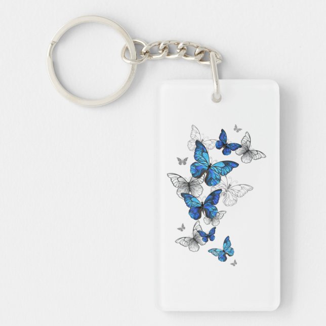 Llavero Blue Flying Butterflies Morpho (Frente)
