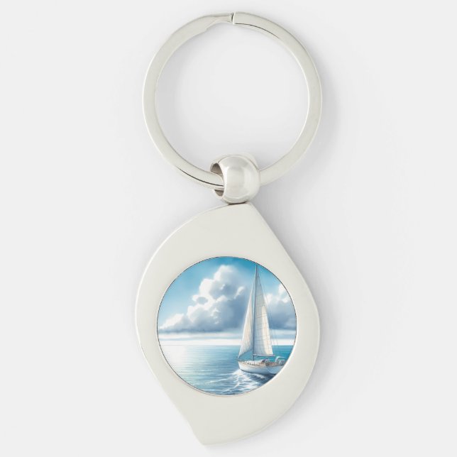 Llavero Blue Horizon Solitary Sailboat (Anverso)