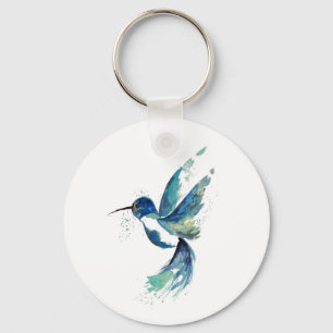 Llavero Blue Hummingbird Watercolor