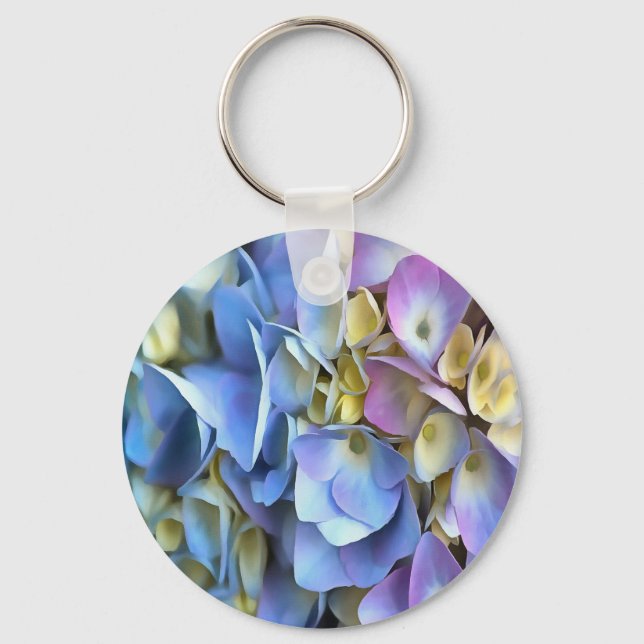Llavero Blue Hydrangea Shrub Bossom artístico (Anverso)