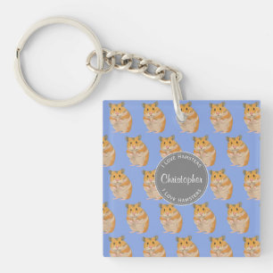 Llavero Blue I love Hamsters Hamster Hamster Pattern