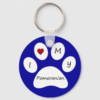 Llavero Blue I Love My Pomerania Key Chain