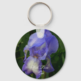 Llavero Blue Iris Flower Macro Art: Acrylic Keychain