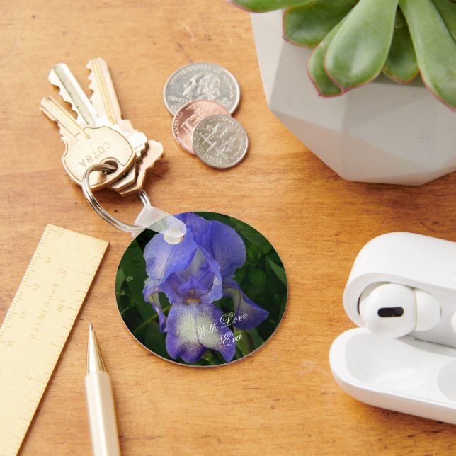 Llavero Blue Iris Flower Macro Art: Acrylic Keychain (Escritorio )