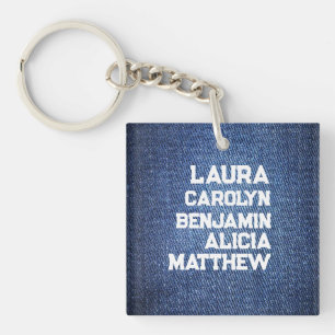 Llavero Blue jeans Grandchildren's names simple modern 
