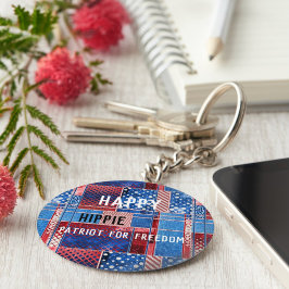 Llavero Blue Jeans Patchwork Personalized Patriot Keychain