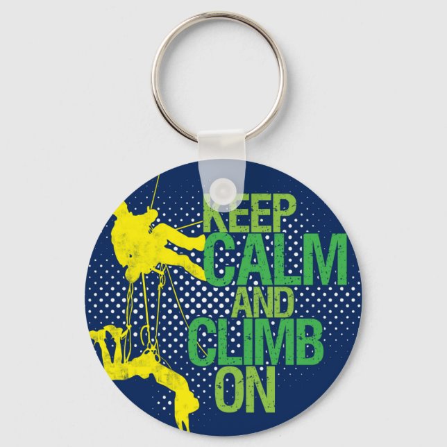 Llavero Blue Keep Calm and Climb On Rock Climbing Keychain (Anverso)