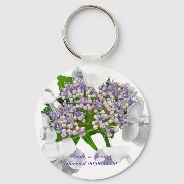 Llavero Blue Lace Hydrangea Wedding Keychain (Anverso)