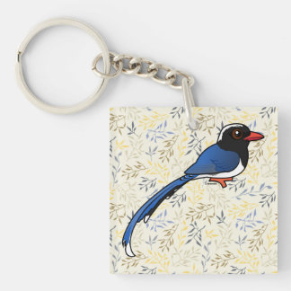 Llavero Blue-Magpie con billete rojo y pálido