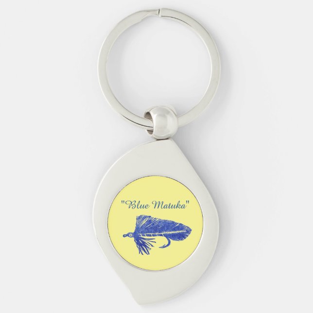 Llavero Blue Matuka streamer, fly tying, fly fish art (Anverso)