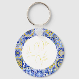 Llavero Blue Mediterranean Tile & Citrus Boda