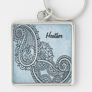 Llavero Blue Mehndi Motif Keychain