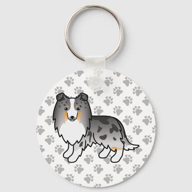 Llavero Blue Merle Shetland Sheepdog Cartog Dog & Paws (Anverso)