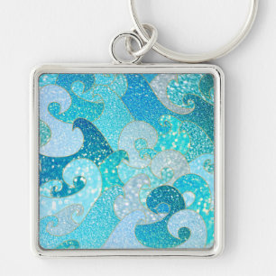 Llavero Blue Mermaid Faux Purpurina Sea - Océano oro Verde