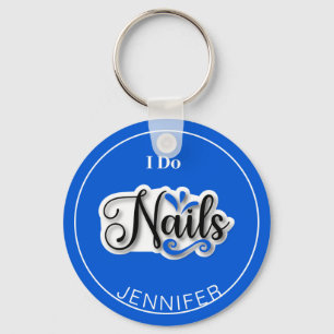 Llavero Blue Modern I Do Nails Nail Technician Keychain
