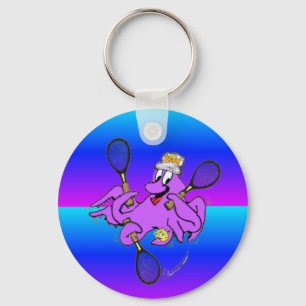 Llavero Blue Neon Funny Tennis Octopus Personalizado Keych