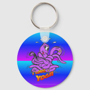 Llavero Blue Neon Funny Yoga Octopus Personalizado Keychai