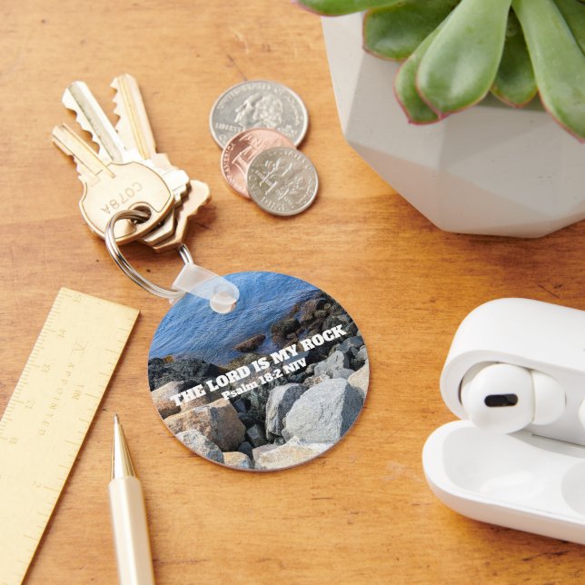 Llavero   Blue Ocean Photo Lord is My Rock Bible Verse (Escritorio )