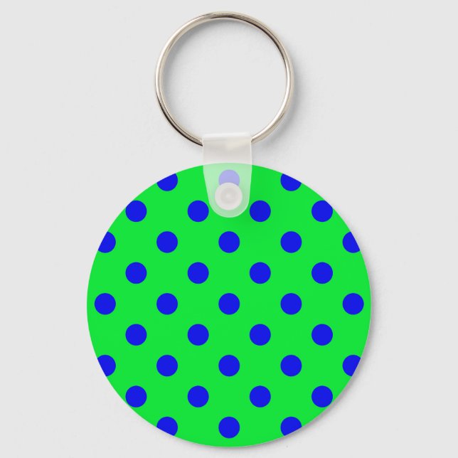 Llavero Blue On Green Polka Dots Pattern Design  (Anverso)