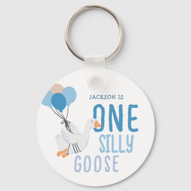 Llavero Blue One Silly Goose Primer cumpleaños (Anverso)