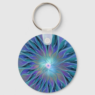 Llavero Blue Purple Flower Dream Resumen arte fractal