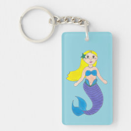 Llavero Blue Purple Swimming Ocean Mermaid Personalizado