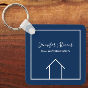 Llavero Blue Real Estate Company Personalizado Realtor Squ