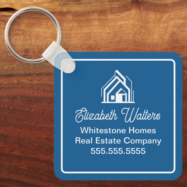 Llavero Blue Real Estate Company Personalized Realtor (Anverso)
