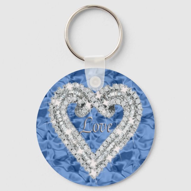 Llavero Blue Round Love Diamond Heart Keychain (Anverso)