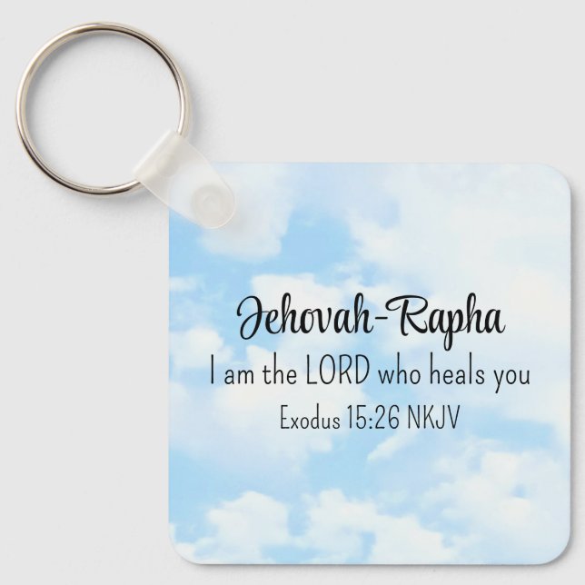 Llavero Blue Sky Photo I am the Lord Who Heals Bible Verse (Anverso)