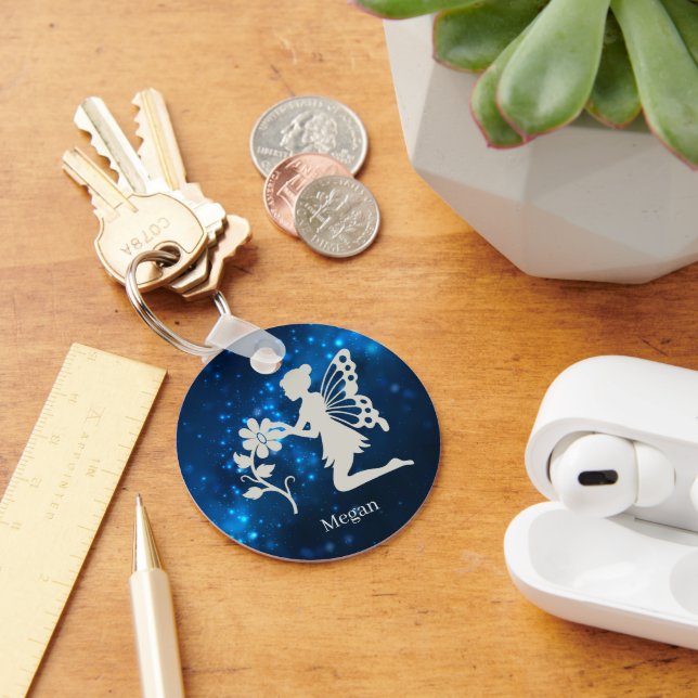 Llavero Blue Sparkle Lights Silver Fairy (Escritorio )