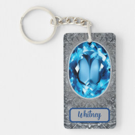 Llavero Blue Topaz y Silver Inspired Keychain (01)